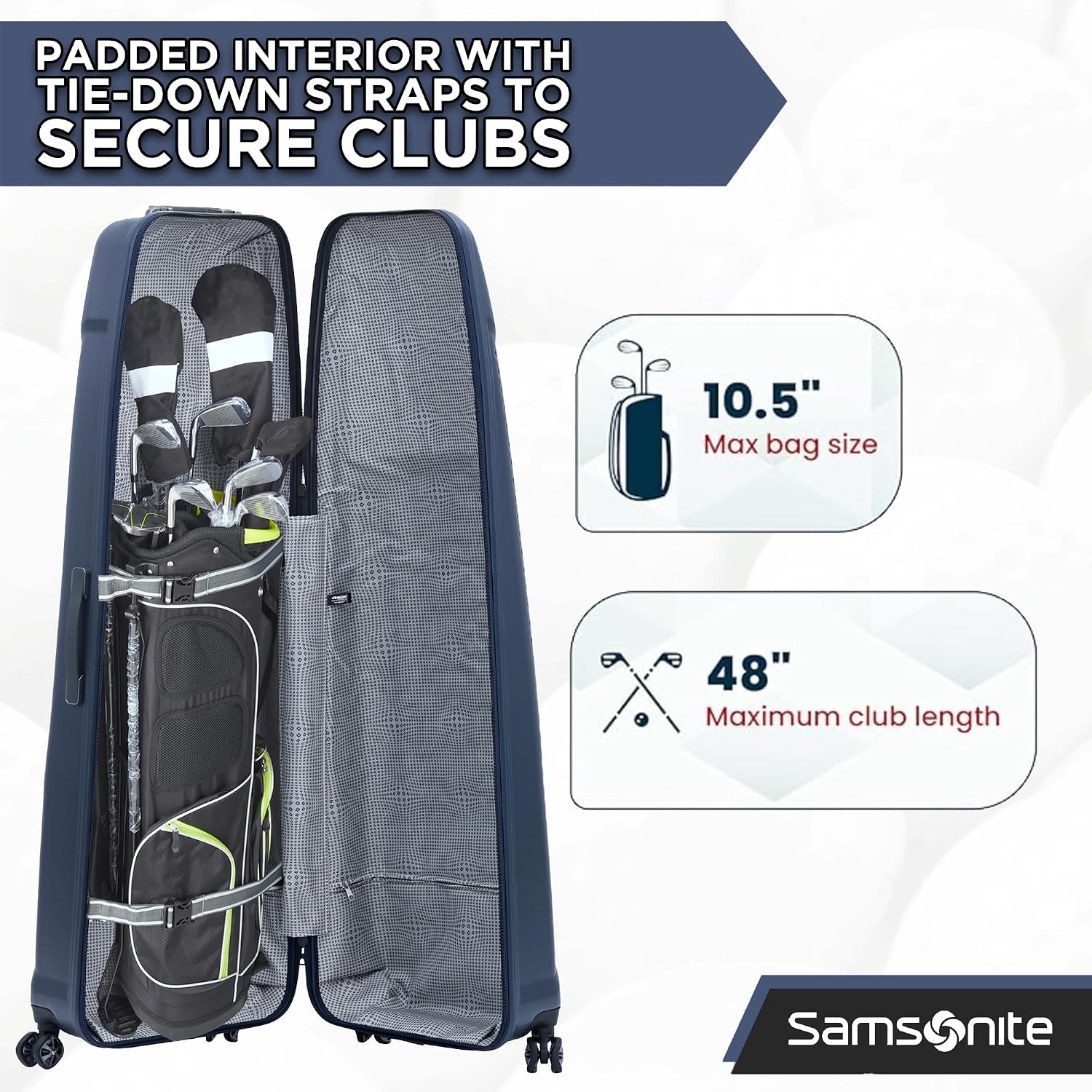 Samsonite Tour Premier Golf Hard Case Golf Travel Bag, Lightweight & Durable ABS Shell, 360 Degree Multi-Directional 'Shark Wheels'