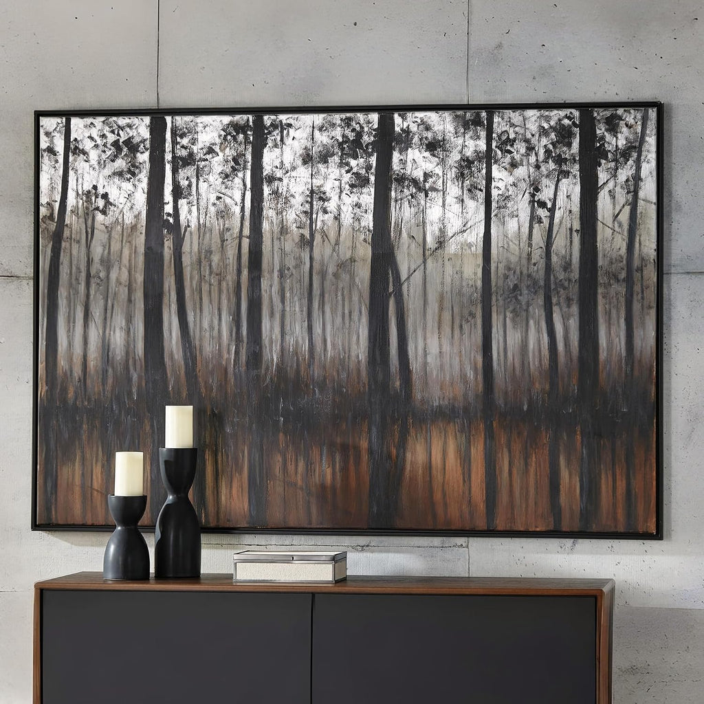 Signature Design by Ashley Philyra Dreary Forest Canvas Wall Art, 72 x 48, Black Orange Silver