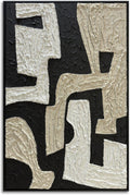 zoinart Black Framed Artwork Wall, Wabi-sabi Black and White Textured Wall Art, Modern Abstract Painting Minimalist Contemporary Art 24x36 Inch