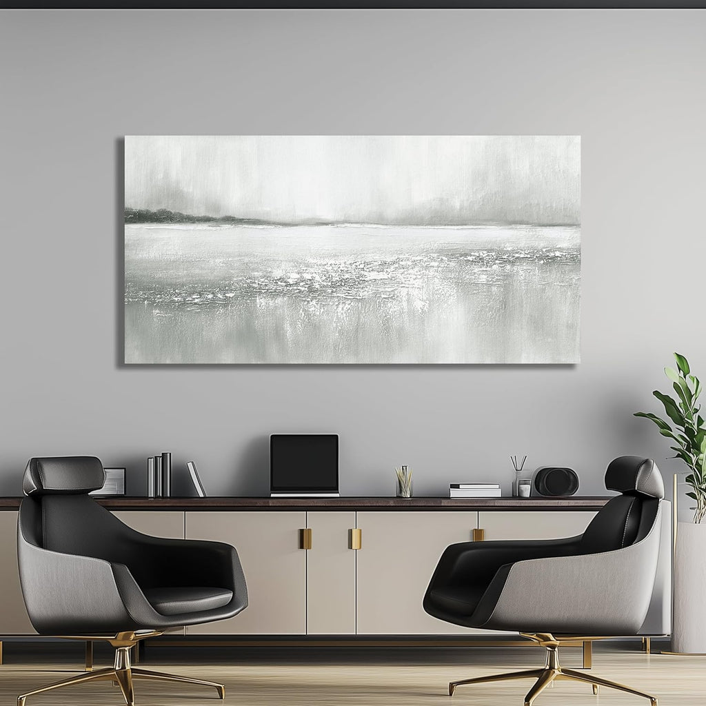 Yuaxker Large Abstract Wall Art Gray and White Wall Decor Lake Canvas Painting Fashion Artwork for Living Room Bedroom Dining Room Office Home Decor 30x60 Inch