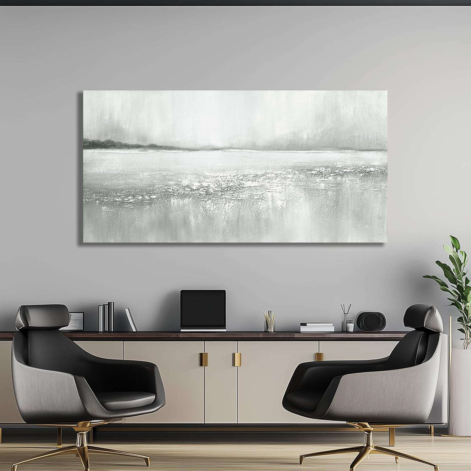 Yuaxker Large Abstract Wall Art Gray and White Wall Decor Lake Canvas Painting Fashion Artwork for Living Room Bedroom Dining Room Office Home Decor 30x60 Inch