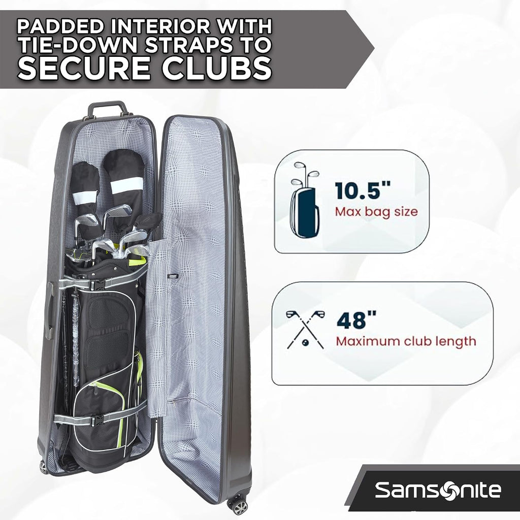 Samsonite Tour Premier Golf Hard Case Golf Travel Bag, Lightweight & Durable ABS Shell, 360 Degree Multi-Directional 'Shark Wheels'