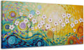Yihui Arts Hand-Painted Textured Floral Wall Art, Vibrant Abstract Flower Canvas Painting with Thick Textures, Modern Boho Decor for Living Room Bedroom, Colorful Blooming Daisy Artwork