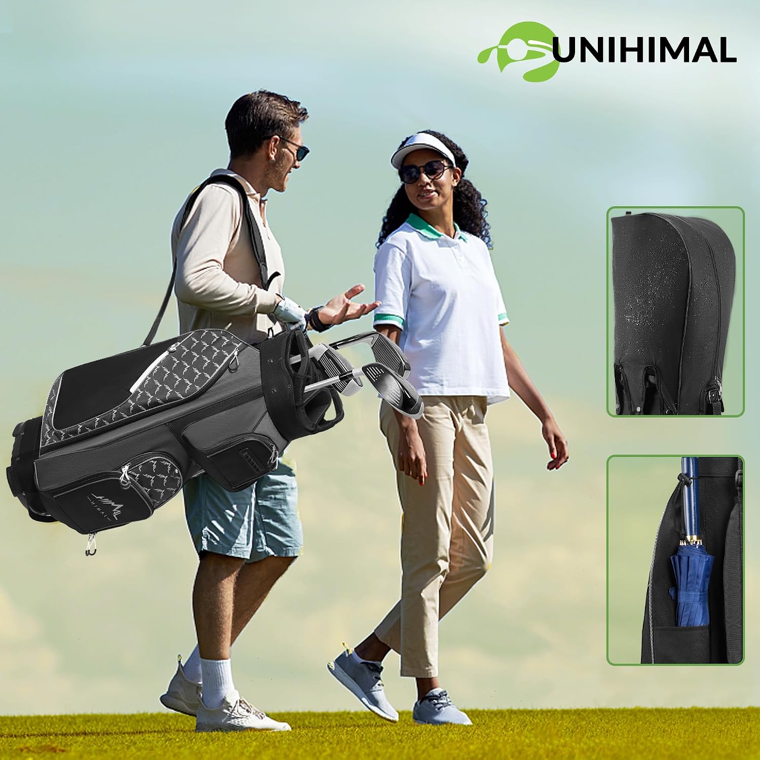 uniHimal 14 Way Golf Cart Bag Featuring Full-Length Divider Top and Multiple Pockets, Golf Bag for Men with Handles and Rain Cover