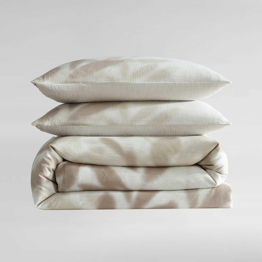 Calvin Klein - King Duvet Cover Set, Soft Cotton Bedding with Matching Shams, Floral Bed Essentials, Oeko-Tex Certified (Shadow Branches Beige, King)