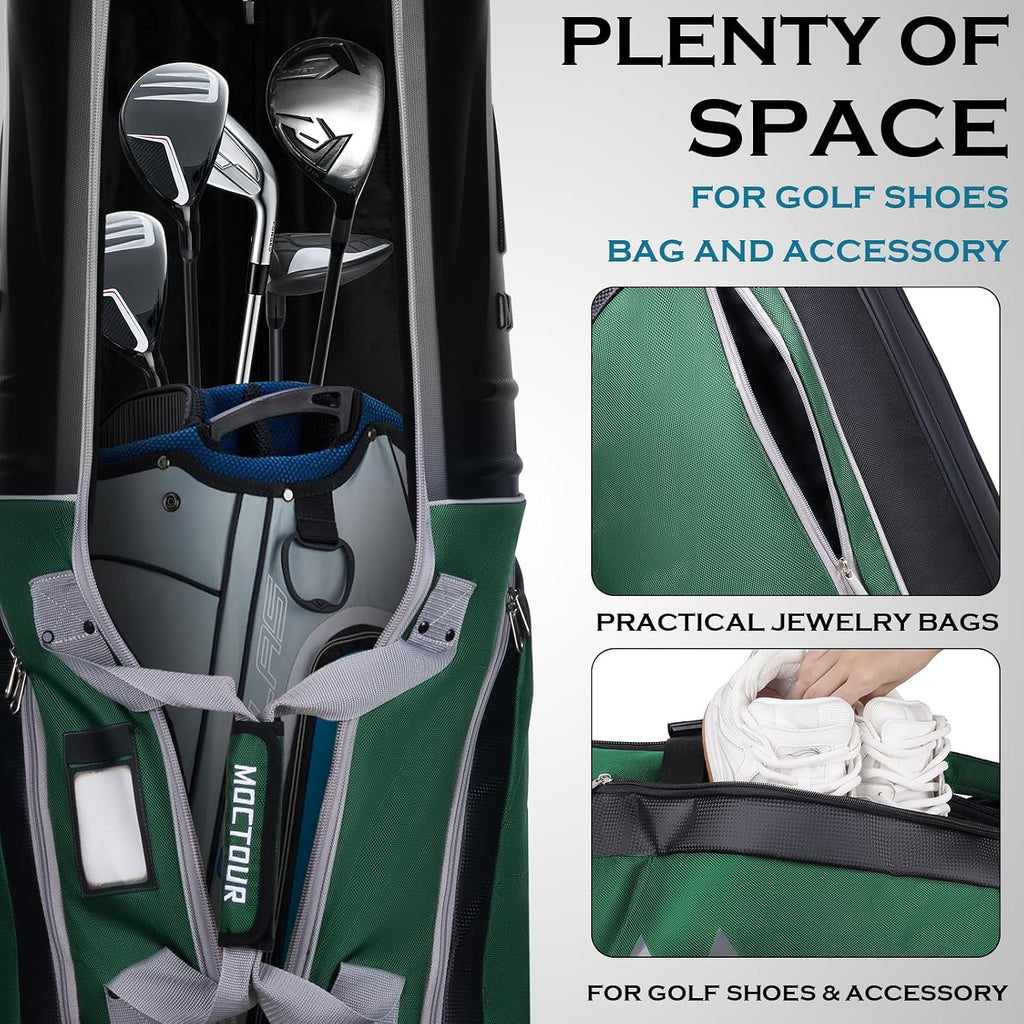 Golf Travel Bags for Airlines with Wheels & ABS Hard Case Top, Protect Your Clubs, Waterproof 1680D Oxford Fabric and Oversize Tank Wheels, Lightweight and Easy to Maneuver