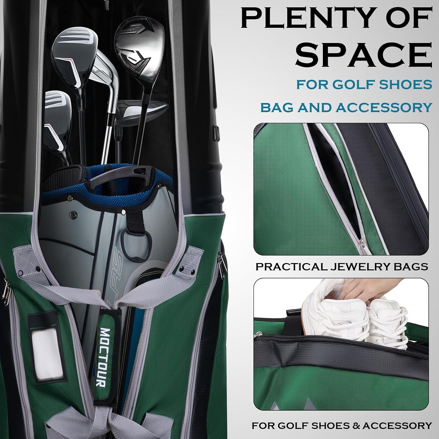 Golf Travel Bags for Airlines with Wheels & ABS Hard Case Top, Protect Your Clubs, Waterproof 1680D Oxford Fabric and Oversize Tank Wheels, Lightweight and Easy to Maneuver