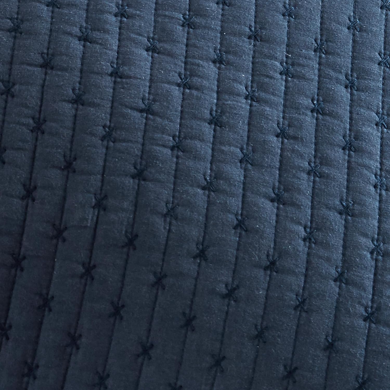 Levtex Home Cross Stitch Reversible Twin Bedspread Set (84x104in) with 1 Pillow Sham (26x20in) - Stitch Texture - Navy - Cotton Twin Size Bedspread Set - Lightweight, Soft, Pre-Washed