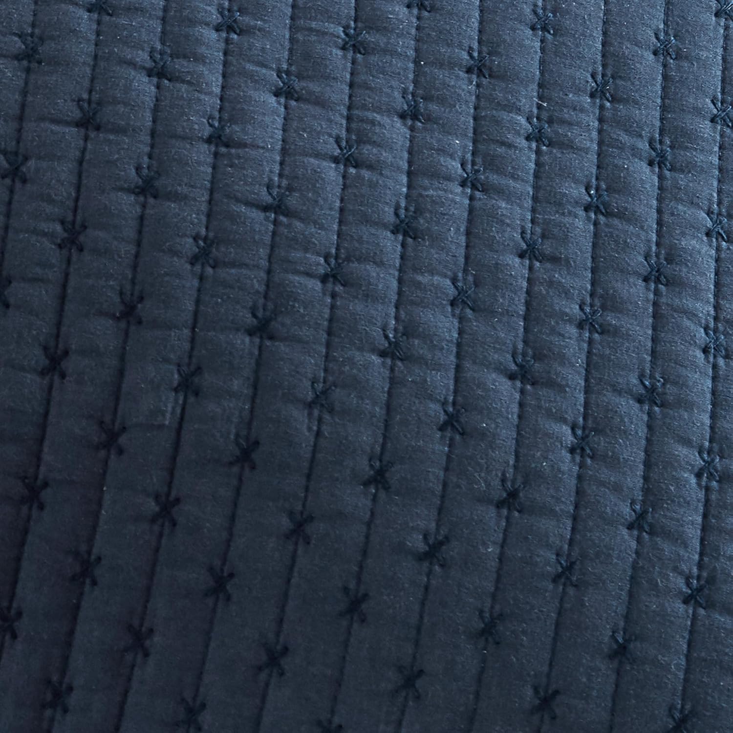 Levtex Home Cross Stitch Reversible King Bedspread Set (120x104in) with 2 Pillow Shams (36x20in) - Stitch Texture - Navy - Cotton King Size Bedspread Set - Soft, Pre-Washed