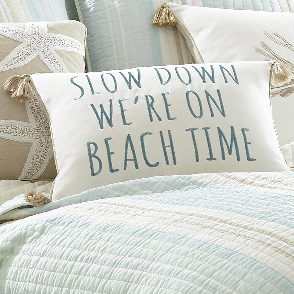 Levtex home Stone Harbor Decorative Pillow (14x18in.) - Beach Time - Blue, White, and Beige
