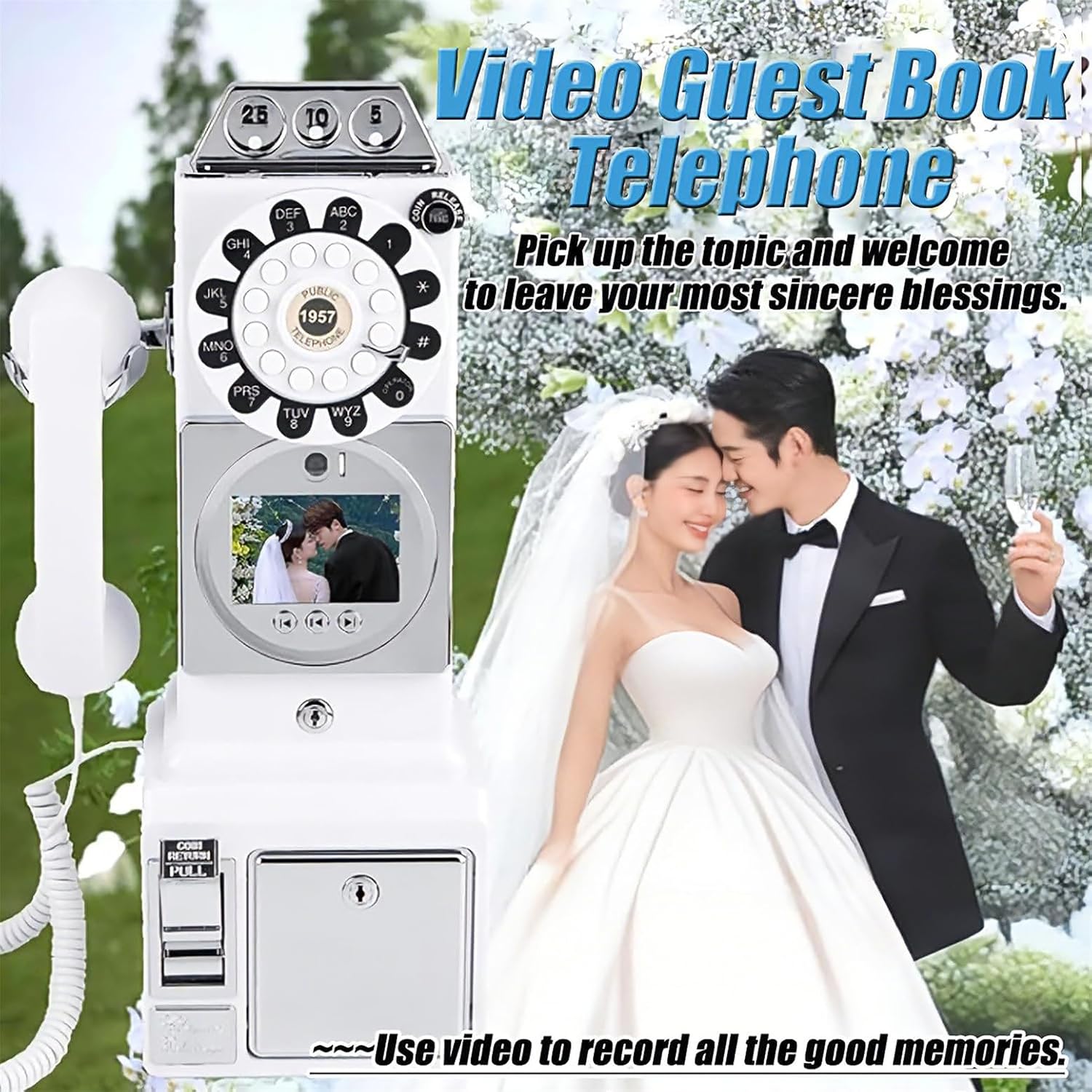 Audio Guest Book Wedding Phone Guestbook，Record Customized Audio Messages with GuestBook，Fun Engagements Anniversaries Baby Showers Graduation Black