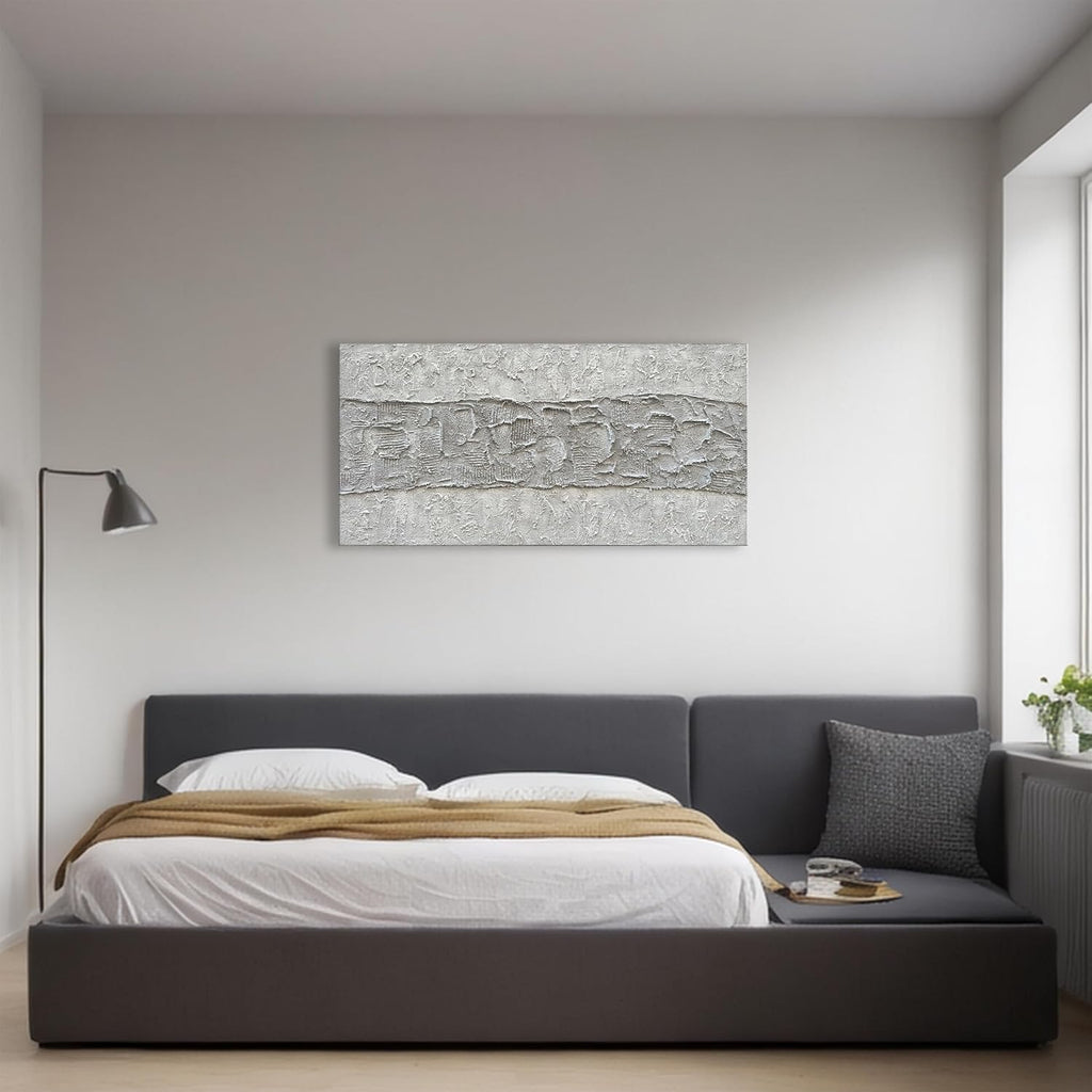 Art Minimalist Art Painting Hand-Painted Black and White Wall Art Textured Oil Painting Modern Abstract Art Home Wall Decoration 24x48 inches