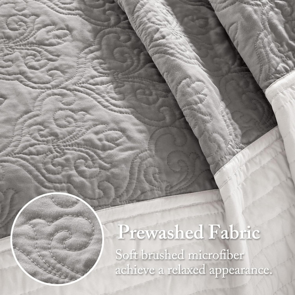 Madison Park Attingham Reversible Quilt Set - All Season Breathable Coverlet, Lightweight Cozy Bedding Layers, Matching Shams, King/Cal King(104'x94'), Black Multi 7 Piece