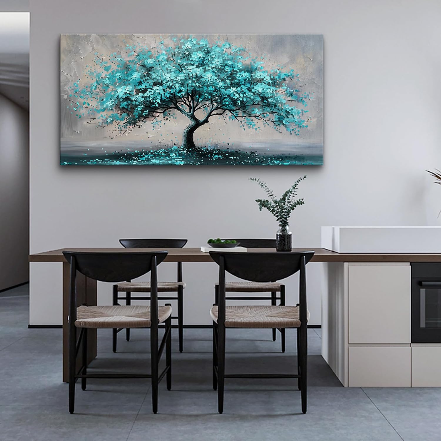 KELIYUAN Framed Wall Art For Living Room Large Wall Decor For Bedroom Modern Office Decorations Paintings Blue Green Tree Wall Pictures Artwork Room Canvas Prints Home Decor Aesthetic 30'x60'