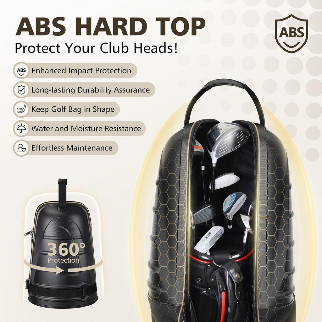 Golf Travel Bags for Airlines with Wheels, Hard Case Top and 1680D Heavy Duty Oxford Protect Golf Clubs, Lightweight and Easy to Maneuver