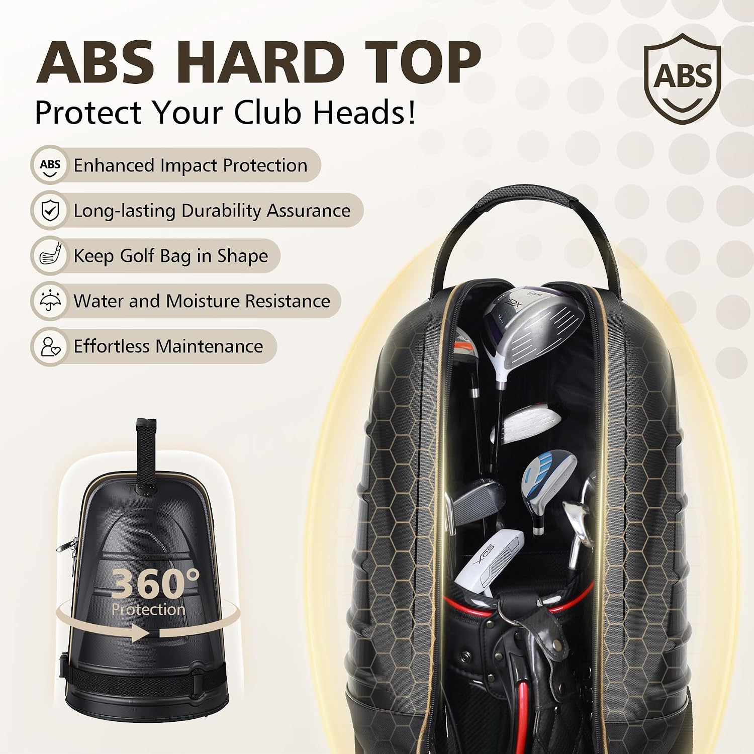 Golf Travel Bags for Airlines with Wheels, Hard Case Top and 1680D Heavy Duty Oxford Protect Golf Clubs, Lightweight and Easy to Maneuver