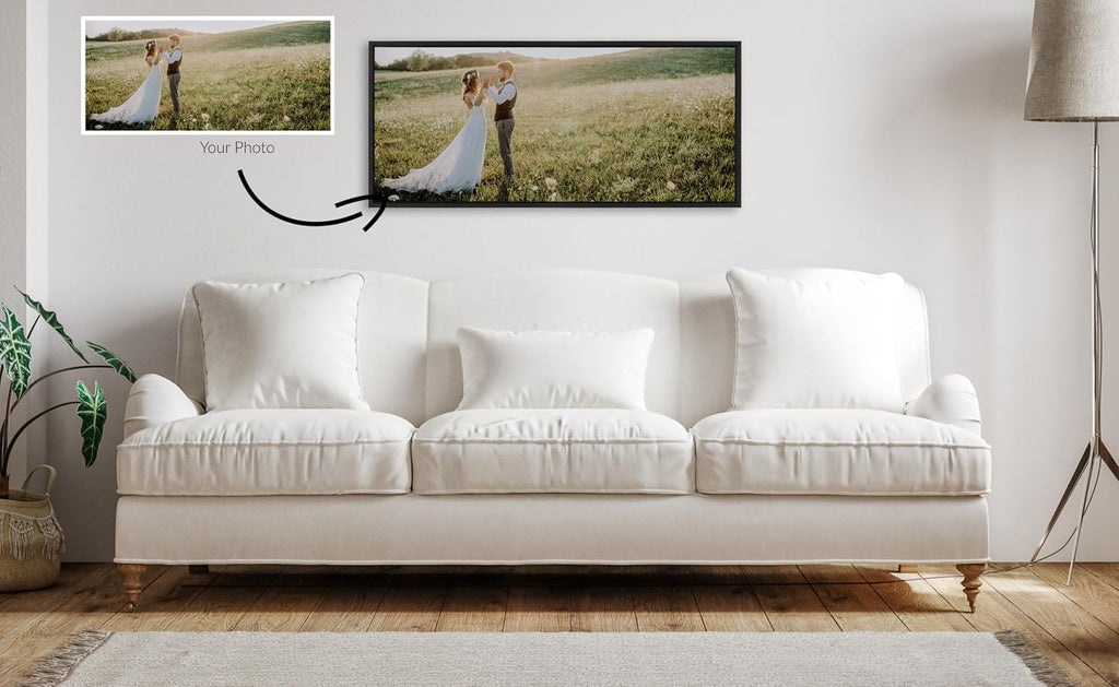 Kate and Laurel Custom Printed Framed Canvas Wall Art, 40x18 Black, Sylvie Personal Canvas Print with Your Photos for Bedroom or Living Room Gallery Wall Decor | Printed and Hand Framed in the USA