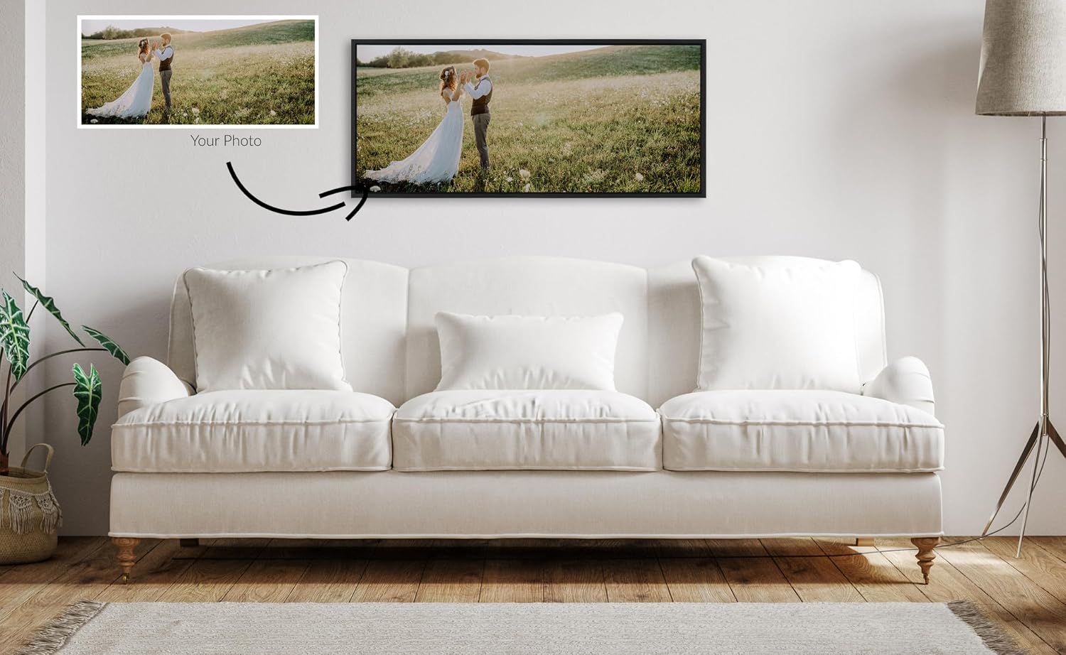 Kate and Laurel Custom Printed Framed Canvas Wall Art, 40x18 Black, Sylvie Personal Canvas Print with Your Photos for Bedroom or Living Room Gallery Wall Decor | Printed and Hand Framed in the USA