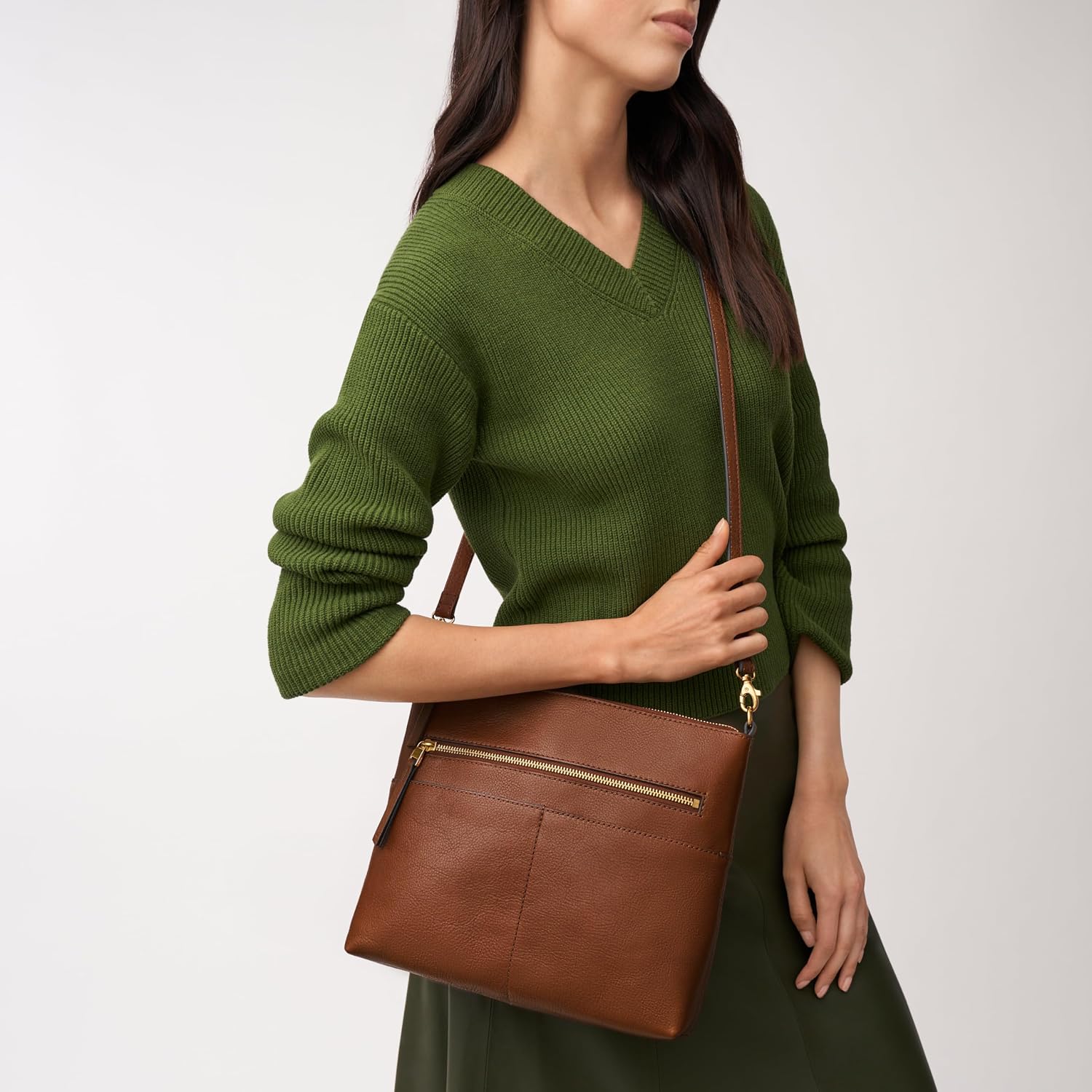 Fossil Women's Harper Leather Small Flap Crossbody Purse Handbag for Women