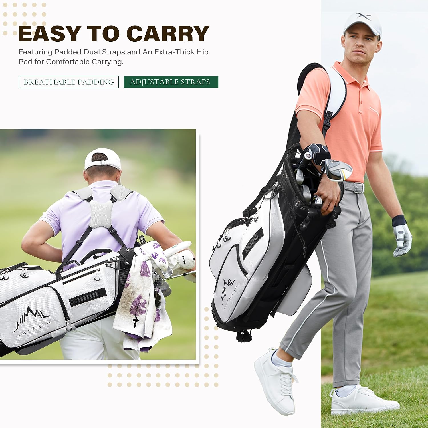 uniHimal Golf Stand Bag with 7 Way Top Dividers, Lightweight Golf Bags for Men Women with Multiple Pockets, Dual Straps