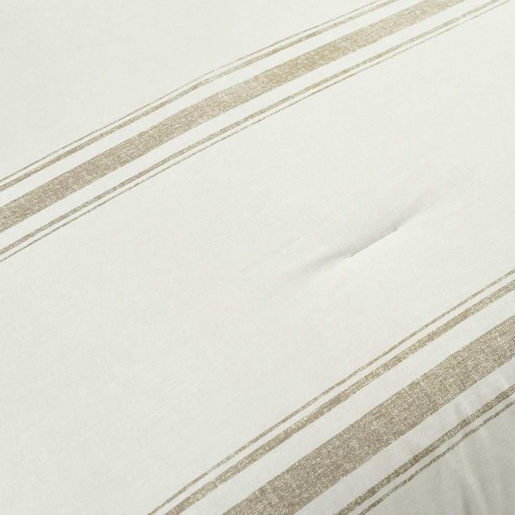 Lush Decor Farmhouse Stripe Reversible Cotton Comforter Set, 3 Piece Set, King, Neutral - Cozy Farmhouse Bedding Set - Rustic Decor - Striped Comforter - Modern Farmhouse Bedroom Decor