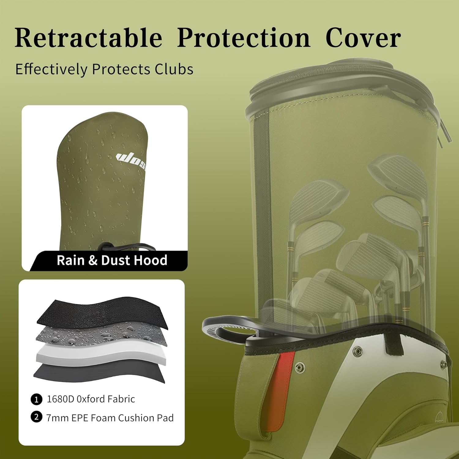 Golf Club Travel Bag with Wheels, Golf Cart and Travel Bag Retractable Cover,Golf Carry Bag for Men and Women, Multiple Storage Pockets, Shoe Compartment, Golf Cart Bag, 4 Colors to Choose from