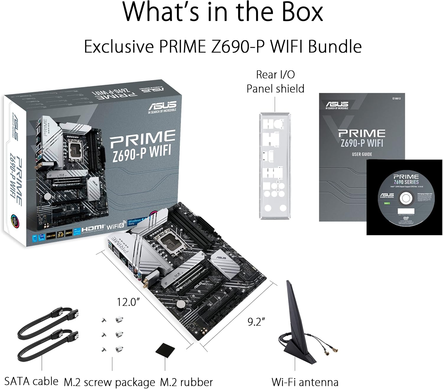 ASUS Prime Z690-P WiFi LGA1700(Intel 12th Gen) ATX Motherboard (PCIe 5.0,DDR5,14+1 Power Stages,3X M.2,WiFi 6,BT v5.2,2.5Gb LAN,Front Panel USB 3.2 Gen 1 Type-C,Thunderbolt 4 Support, Arua Sync)