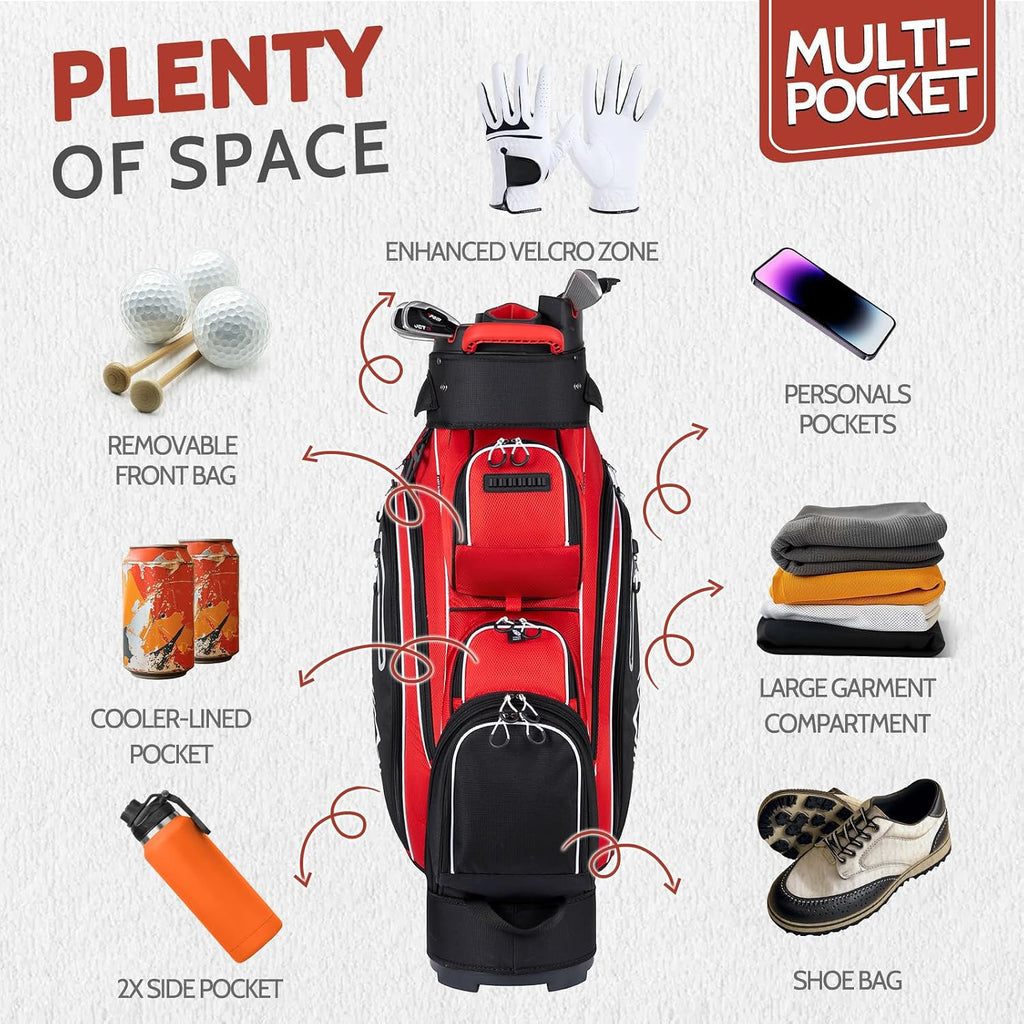 uniHimal14-Way Golf Cart Bag Pro with Full Length Divider Top, Golf Bag for Men with Handles and Rain Cover