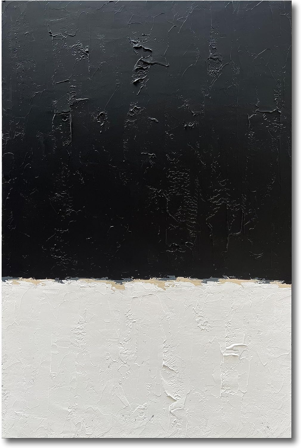 NANKAI Art Hand-painted black and white wall art, minimalist abstract painting large oil on canvas texture wall art Office Art Contemporary art 45x30 inches