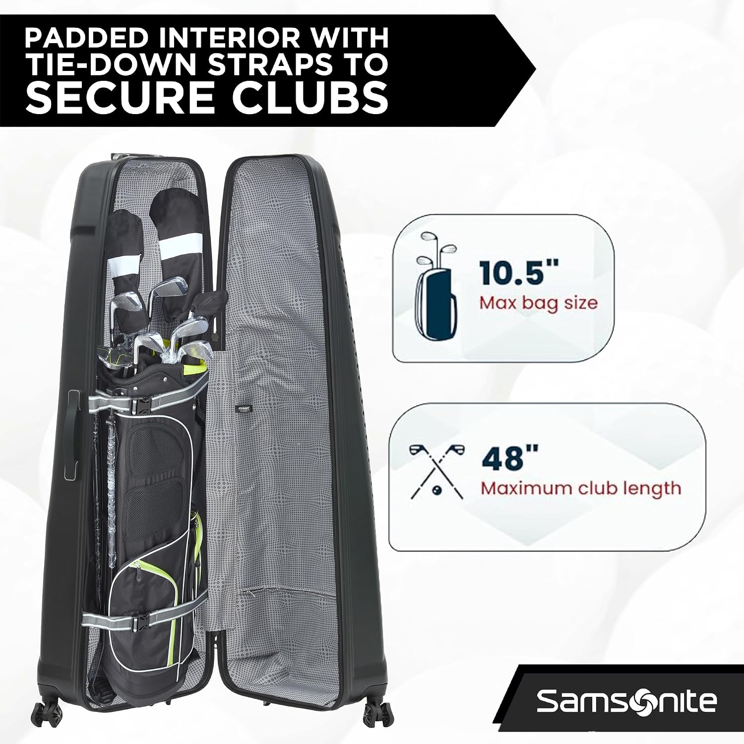 Samsonite Tour Premier Golf Hard Case Golf Travel Bag, Lightweight & Durable ABS Shell, 360 Degree Multi-Directional 'Shark Wheels'