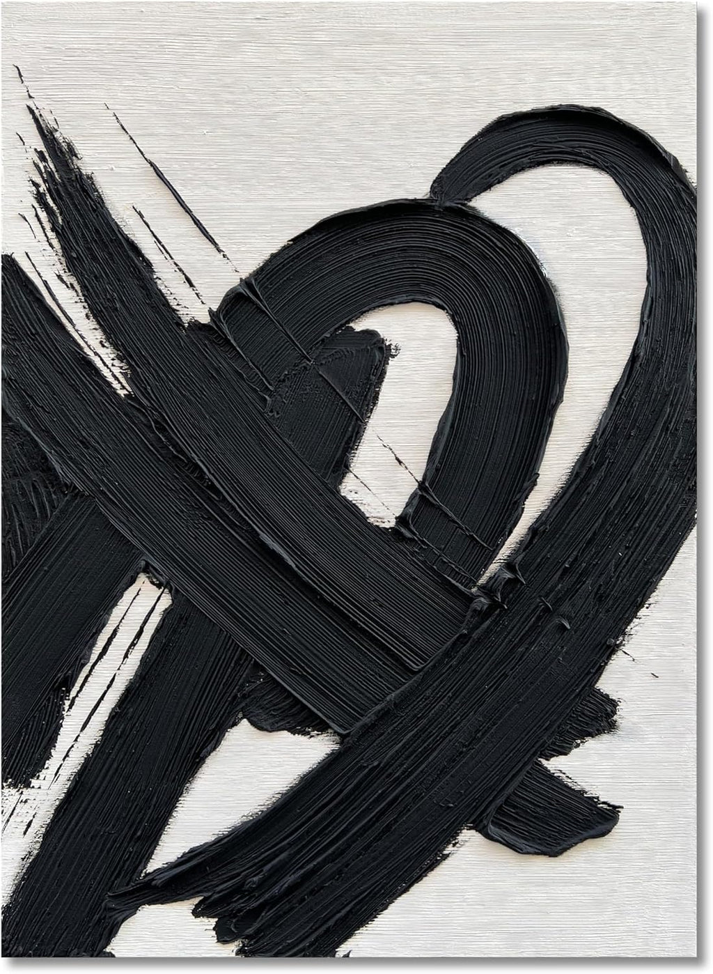 NANKAI Art Hand-Painted Black and White Textured Abstract Oil Painting Modern Minimalist Decorative Art Office Corridor Living Room Wall Decoration Size: 40x28 inches