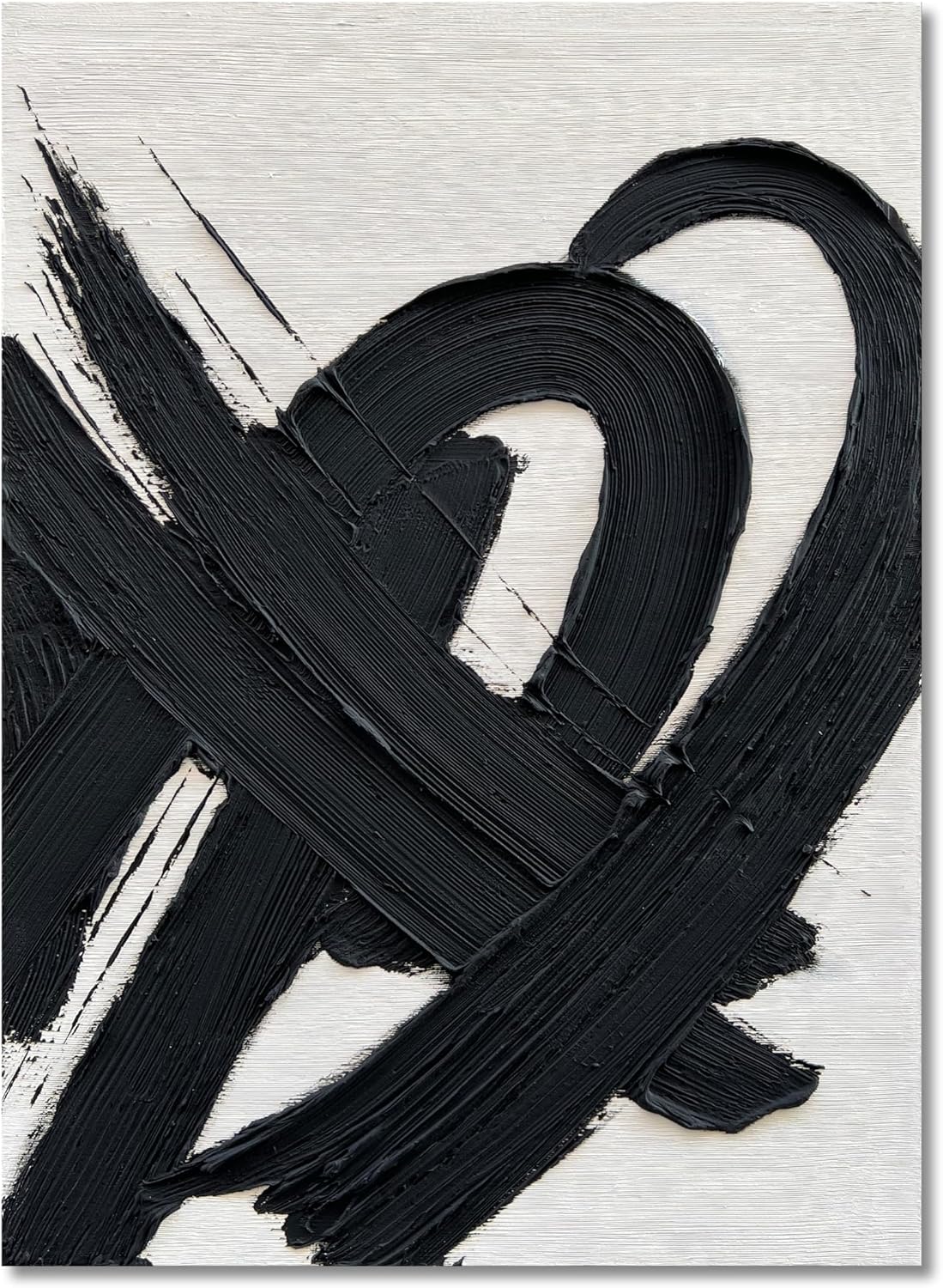 NANKAI Art Hand-Painted Black and White Textured Abstract Oil Painting Modern Minimalist Decorative Art Office Corridor Living Room Wall Decoration Size: 40x28 inches