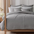 Levtex Home Cross Stitch Reversible Full/Queen Quilt Set (88x92in) and 2 Pillow Shams (26x20in) - Stitch Texture - Light Grey - Cotton Full/Queen Size Quilt Bedding Set - Lightweight, Soft, Pre-Washed