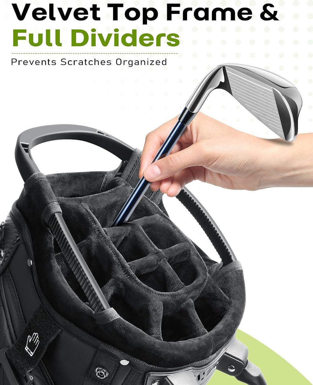 14 Way Golf Stand Bag, Full Length Dividers PU Leather Golf Bag with Plush Top for Men/Women, Waterproof & Versatile Storage Golf Bag with Cooler, Rain Cover and Removable Straps