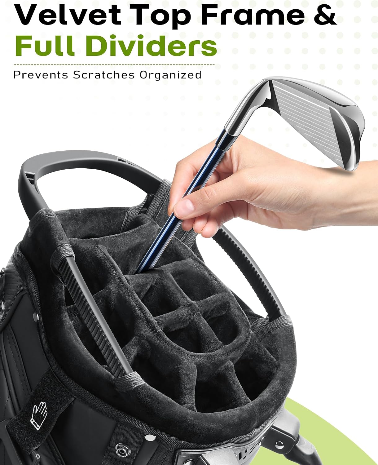 14 Way Golf Stand Bag, Full Length Dividers PU Leather Golf Bag with Plush Top for Men/Women, Waterproof & Versatile Storage Golf Bag with Cooler, Rain Cover and Removable Straps
