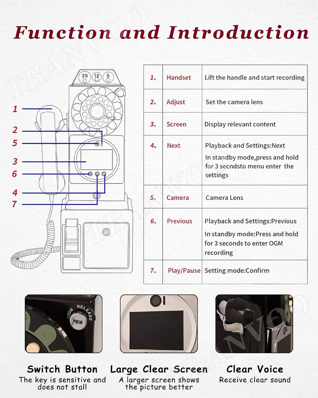 Wedding Phone Video & Audio Guest Guestbook, Video Audio Guest Book Wedding Phone, 1080P HD Leave a Video Message Phone, Customized Video Messages,32G