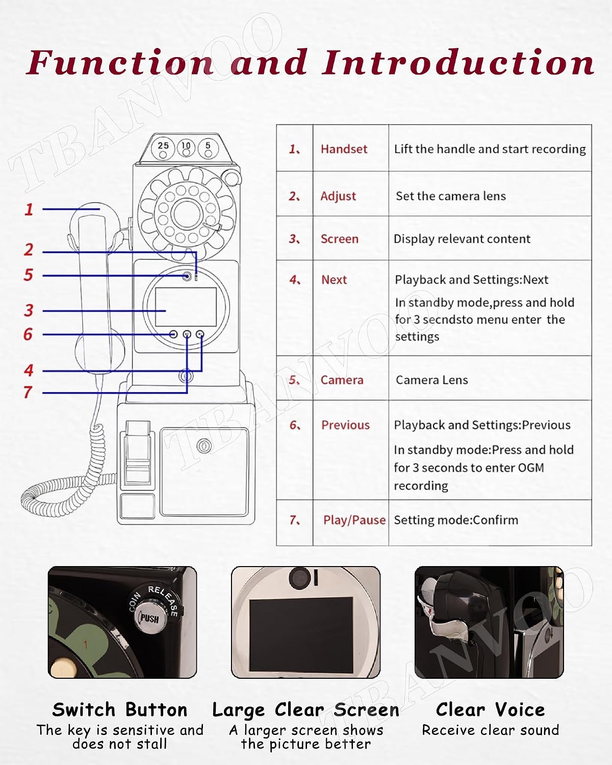 Wedding Phone Video & Audio Guest Guestbook, Video Audio Guest Book Wedding Phone, 1080P HD Leave a Video Message Phone, Customized Video Messages,32G