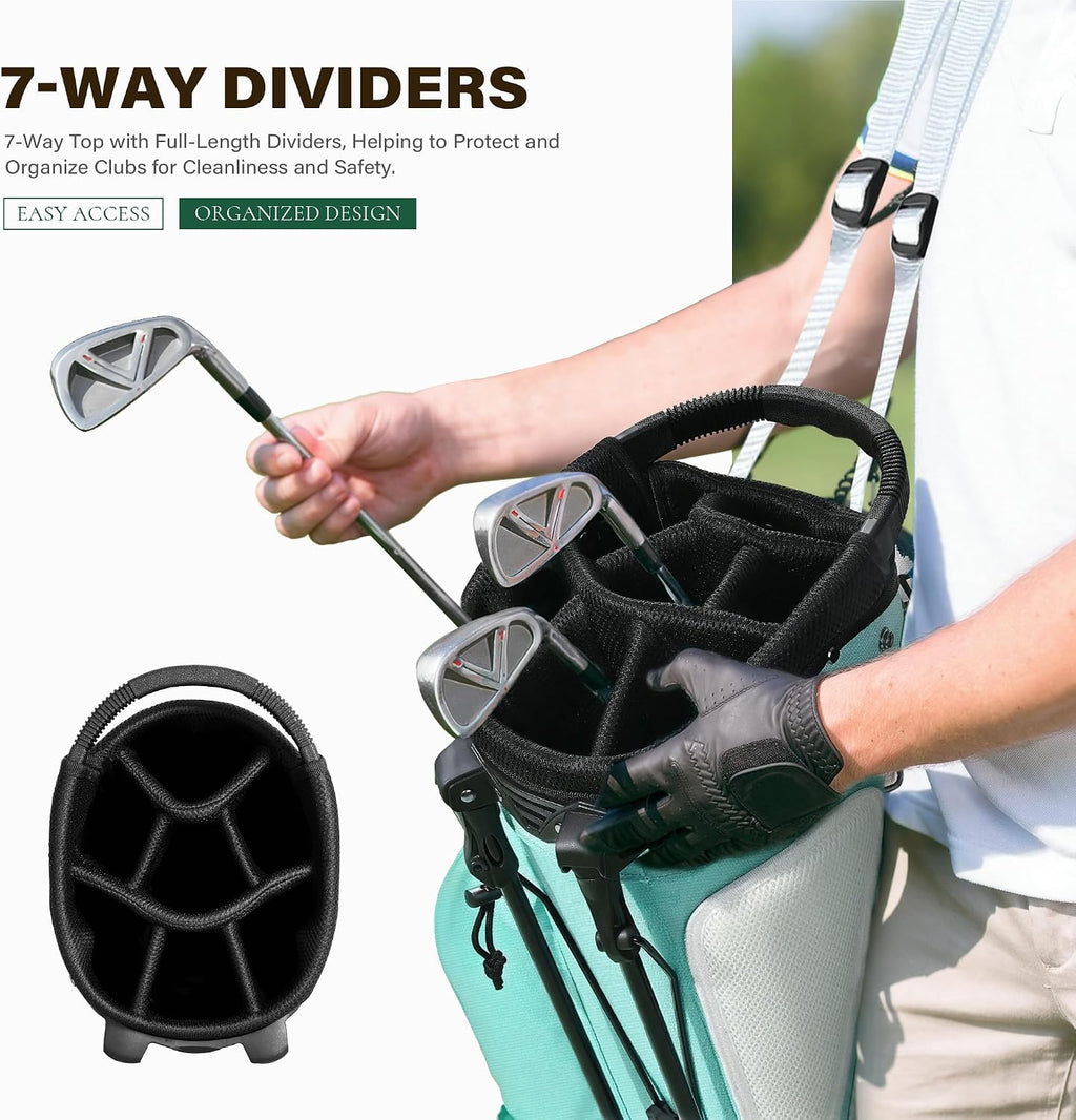 uniHimal Golf Stand Bag with 7 Way Top Dividers, Lightweight Golf Bags for Men Women with Multiple Pockets, Dual Straps