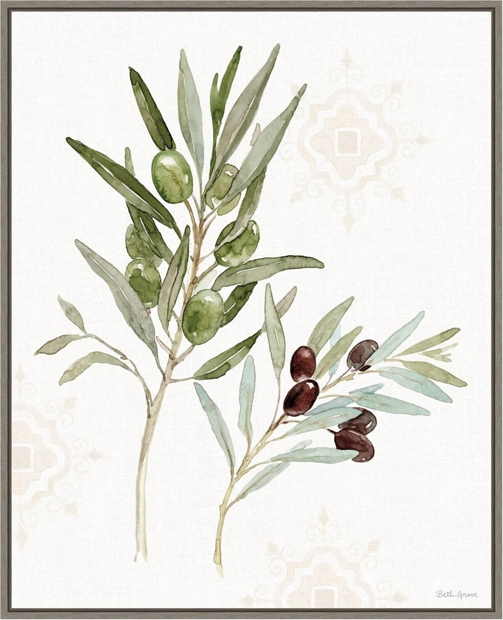 Amanti Art Framed Canvas Wall Art 28x23 Mediterranean Motif VIII by Beth Grove, Framed Wall Art Canvas, Flowers Artwork, Country Rustic Decor, Medium Poster Painting for Living Room, Bedroom,