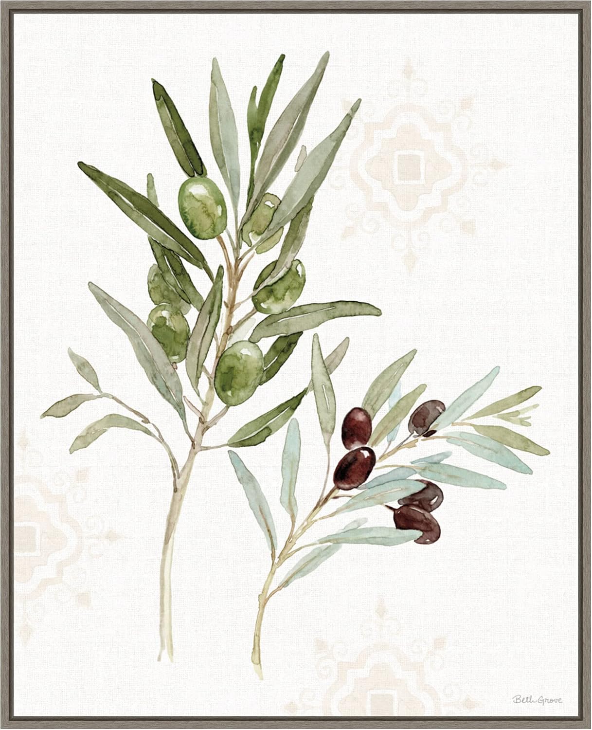 Amanti Art Framed Canvas Wall Art 28x23 Mediterranean Motif VIII by Beth Grove, Framed Wall Art Canvas, Flowers Artwork, Country Rustic Decor, Medium Poster Painting for Living Room, Bedroom,