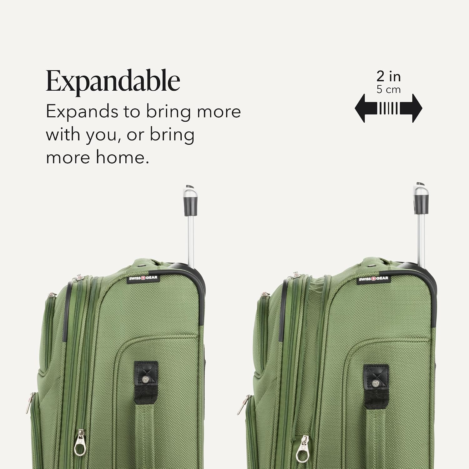 SWISSGEAR Sion Softside Expandable Spinner Luggage Durable Lightweight Travel Suitcase, Evergreen, Carry-On