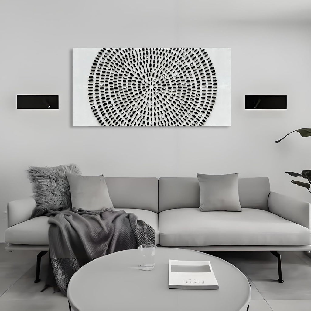 Art 30x60 inch Hand Painted Black and White Abstract Texture Art Oil Painting Large Modern Art Canvas Wall Decoration Painting