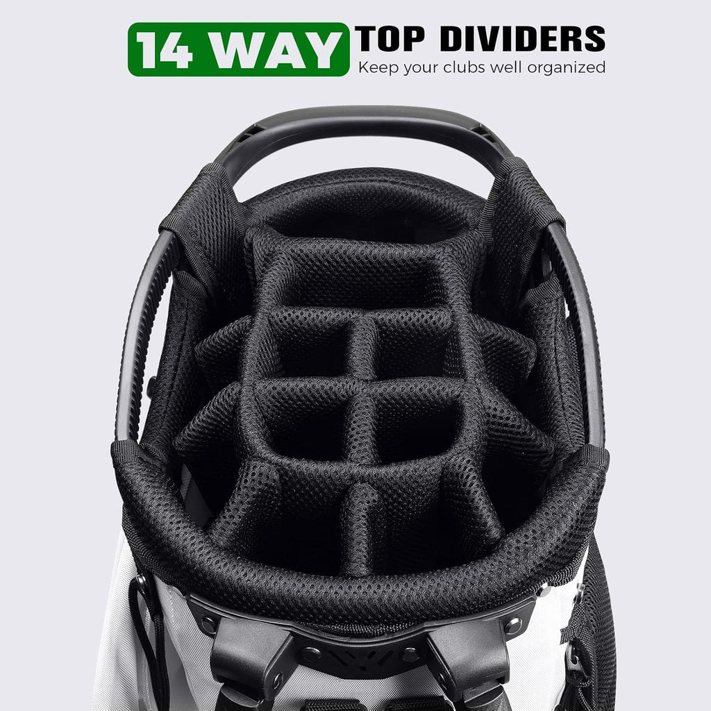 Findway 14 Way Golf Stand Bag, Lightweight Golf Bag with Stand for Men Women, Golf Club Carry Bag with Dual Strap, Rain Cover, Multiple Pockets, Golf Ball Holder