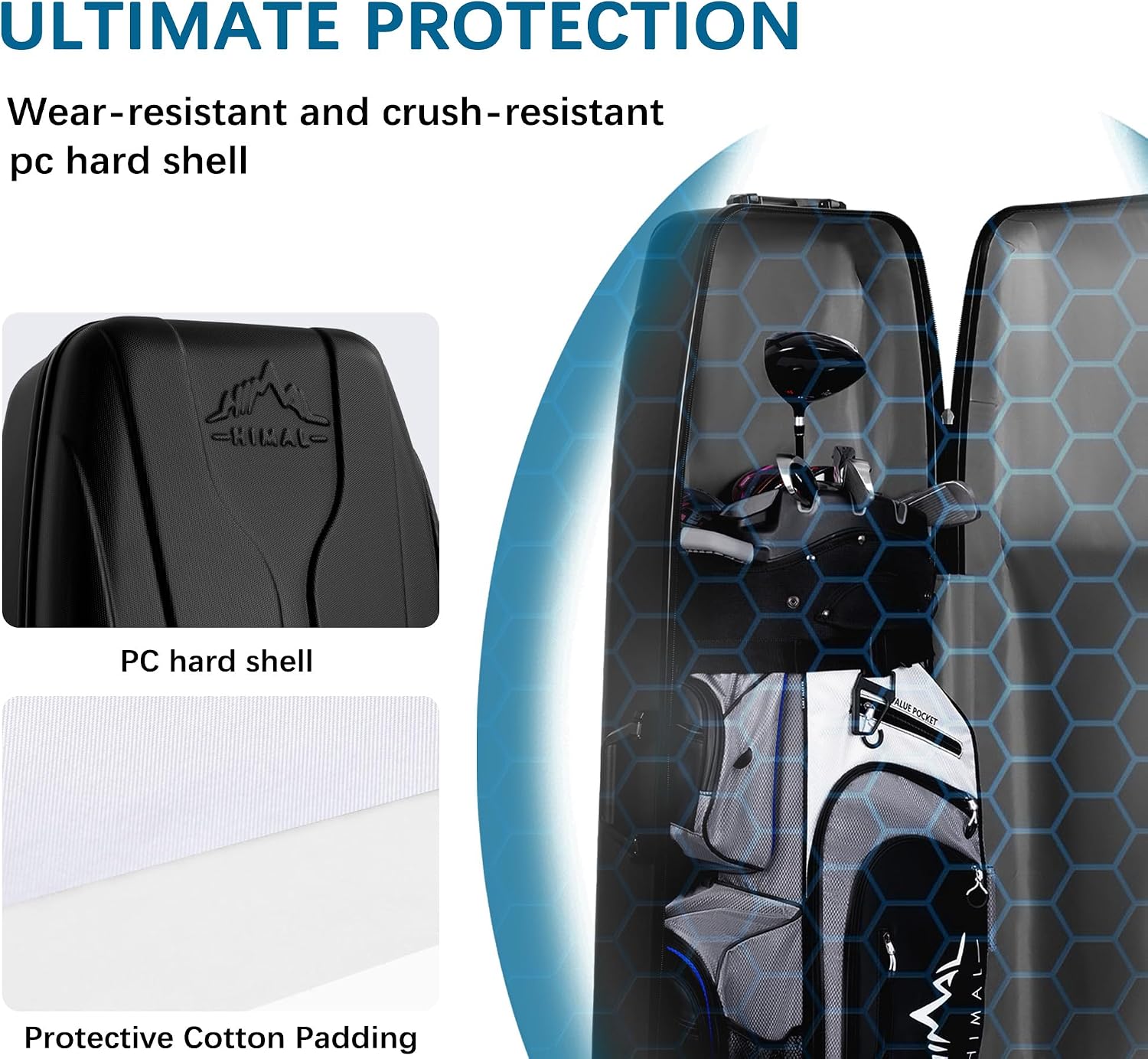 uniHimal Hard Case Golf Travel Bag, Golf Travel Case - Ultimate Protection, Waterproof & Durable, Specially Designed for Golf Clubs