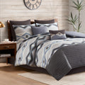 Woolrich King Comforter Set, Southwestern Aztec 8 Piece Bedding Set, Oversized All Season Down Alternative Comforter with Shams, Euro Shams, Decorative Pillows & Bedskirt, Rustic Cabin, Blue