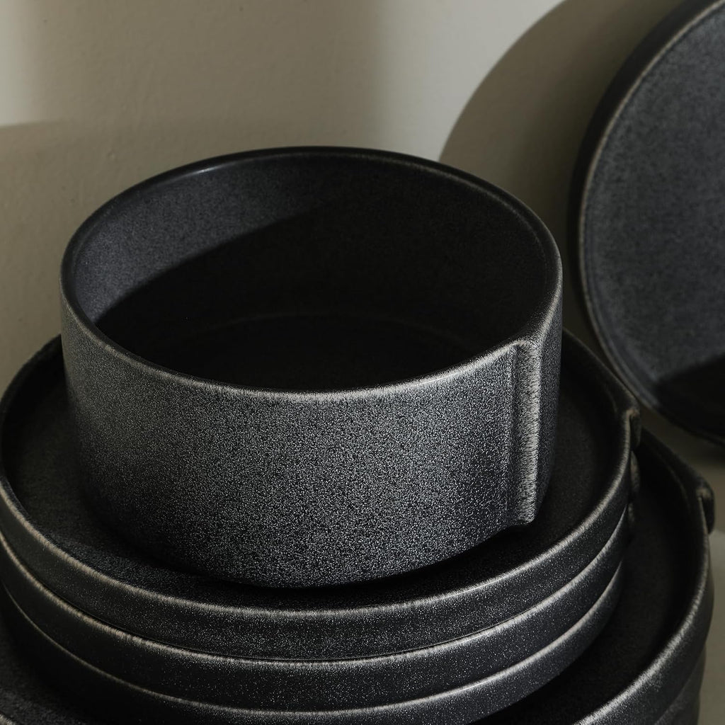Stone Lain Bao 4-Piece Bowl Set Stoneware, Charcoal