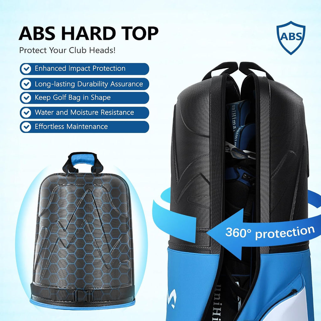 uniHimal Golf Travel Bag for Airlines with Wheels, PC Hard Case Top Golf Club Travel Bag with 1680D Fabric, Shield Your Clubs with Lightweight Durability