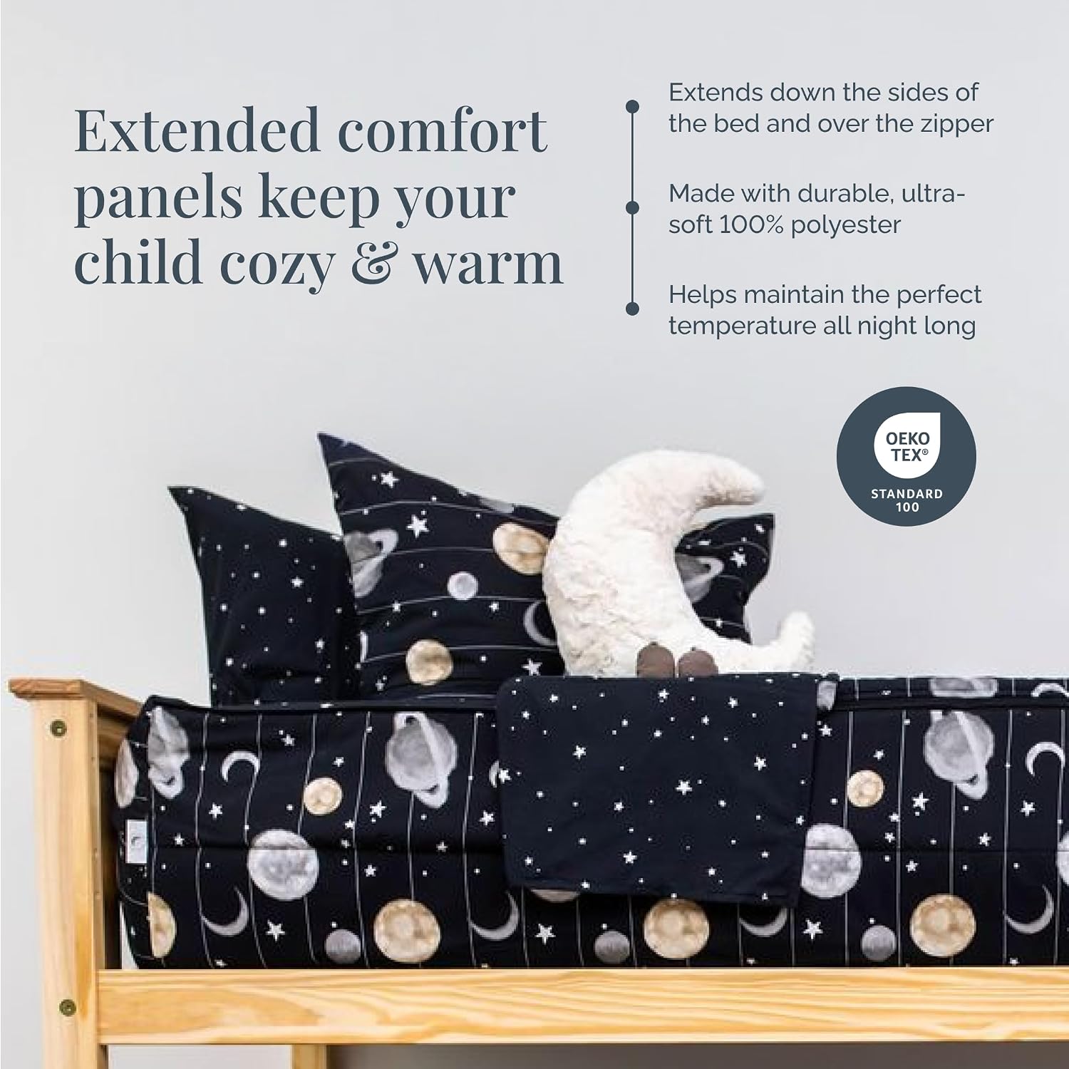 Beddy's Outer Space Themed Durable Zipper Bedding for Kids/Teens - Bed in a Bag-Black Sheets and Universe Galaxy Comforter with Stars & Solar System,Includes Pillowcase & Sham-Easy to Make & Wash-Twin