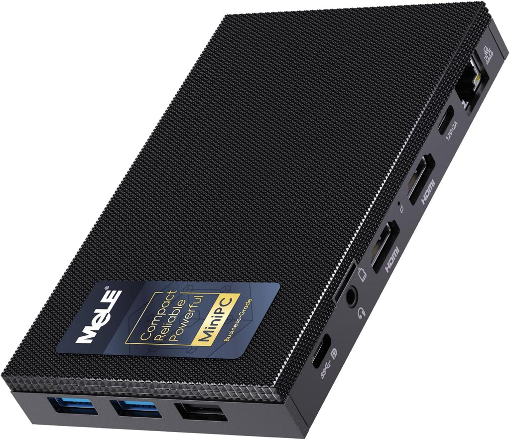 MeLE Mini PC Quieter 4C - 12th Gen N100, Fanless PC, 8GB Memory, 128GB Storage, 2.4/5G Wi-Fi, Full-Functional USB-C, 4K Triple Display Desktop on Home, Office, Education, Astrophotography