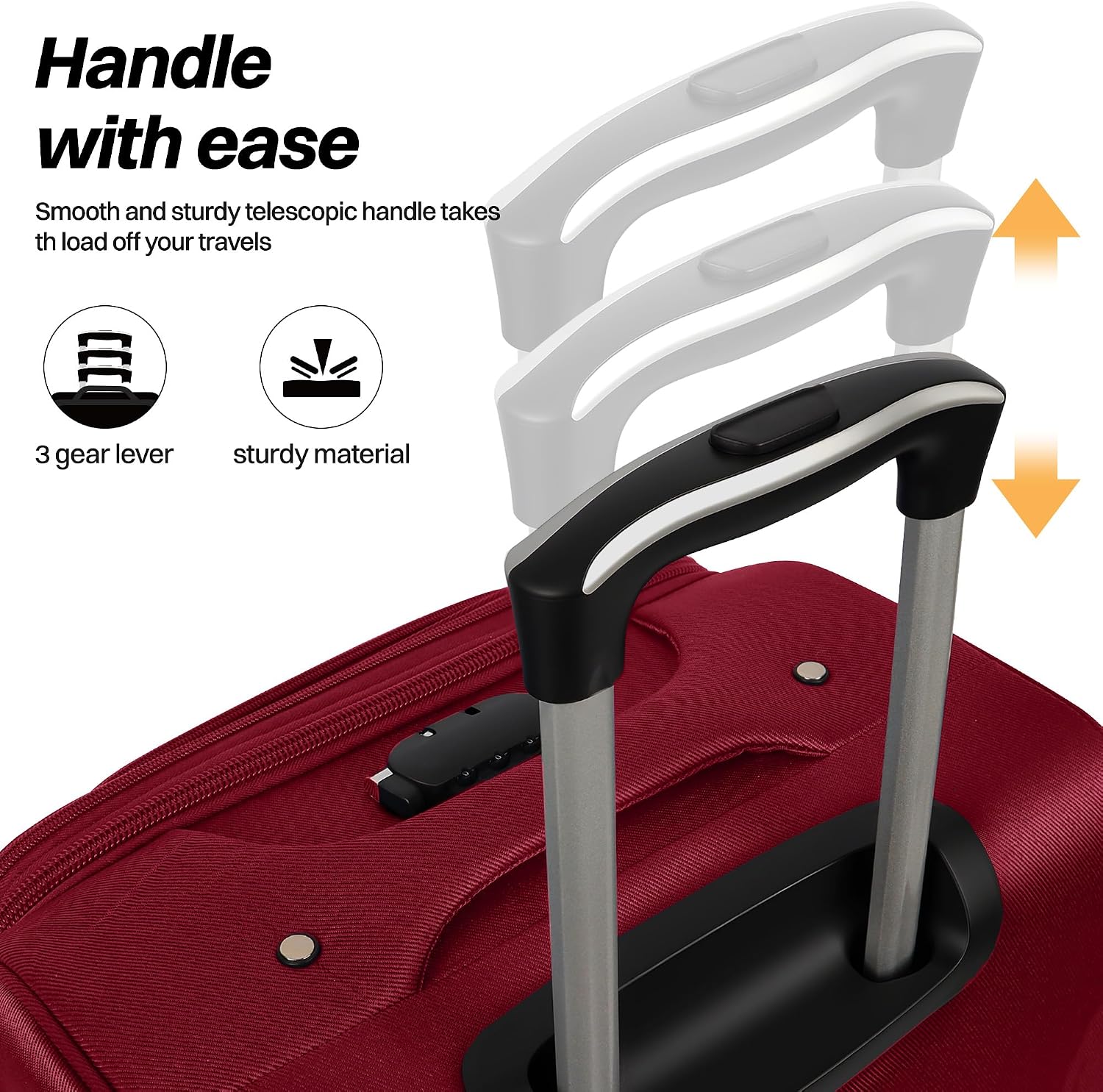 3-Piece Softside Expandable Luggage Set with Front Open Pocket,Lightweight Durable Suitcase Sets Double Spinner Wheels & w/LOCK（Burgundy-Grey,20in/24in/28in）